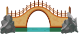 An illustration of an arch bridge made of brick showing the arch structure beneath the bridge