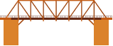 An illustration of a beam bridge made largely of metal with strong reinforcements above