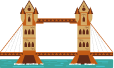 An illustration of a moveable bridge with a tower at each end and a large raisable section in between